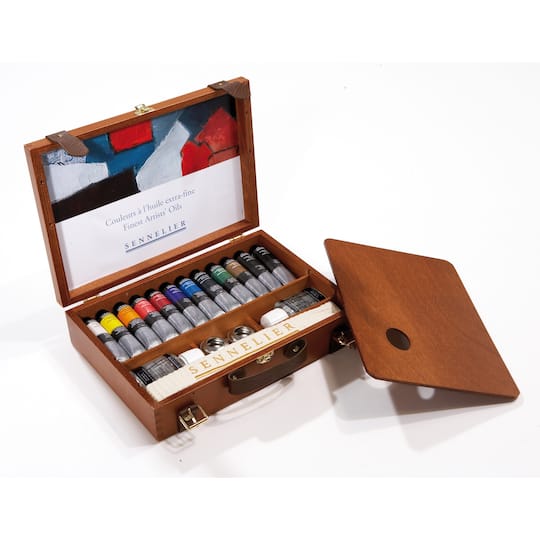 Sennelier Artists&#x27; Oil 12-Color Wood Box Set
